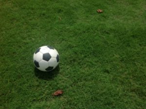 サッカーボールとピッチ